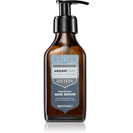 Serum păr Arganicare Biotin Protective 100 ml, sticlă maro cu pompă