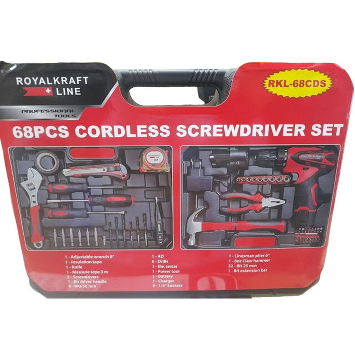 Set de Unelte Royal Kraft Șurubelniţă 23 nm 1,5 Ah 12 V 68 Piese