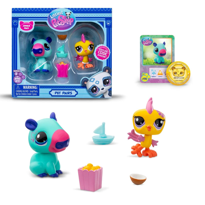 Set de figurine Hasbro Littlest Pet Shop, Seria 2 Pet Pairs, 2 figurine, 4+ ani, diverse modele