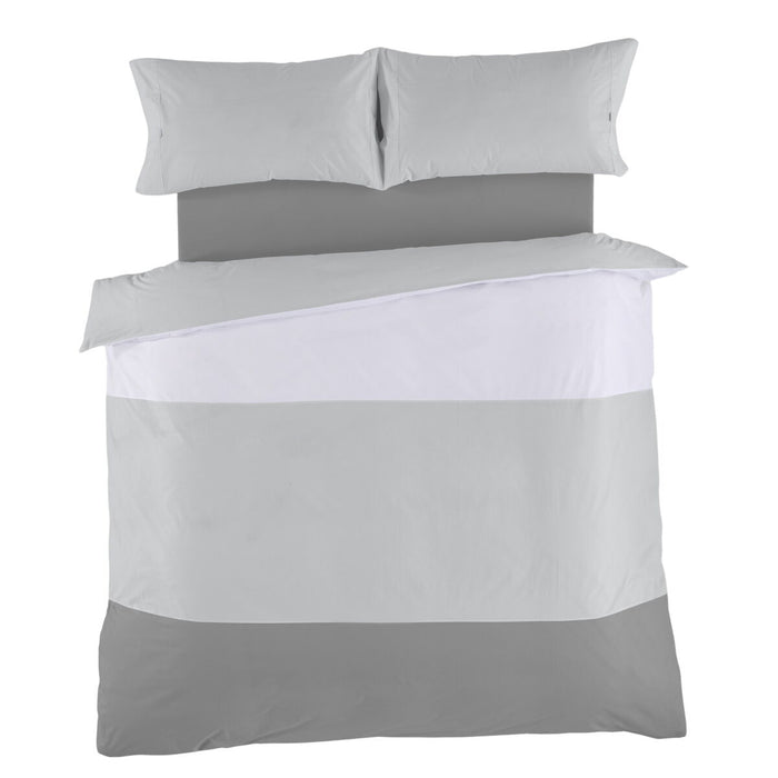 Set husă de pătură Alexandra House Living Alb Gri Pat 180 4 Piese