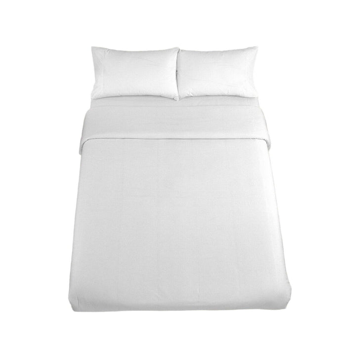 Set husă de pătură Alexandra House Living Qutun Alb Pat 180 4 Piese