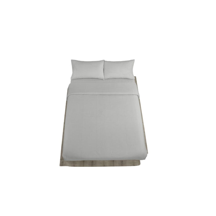 Set husă de pătură Alexandra House Living QUTUN Gri Perlat Pat 135/140 3 Piese