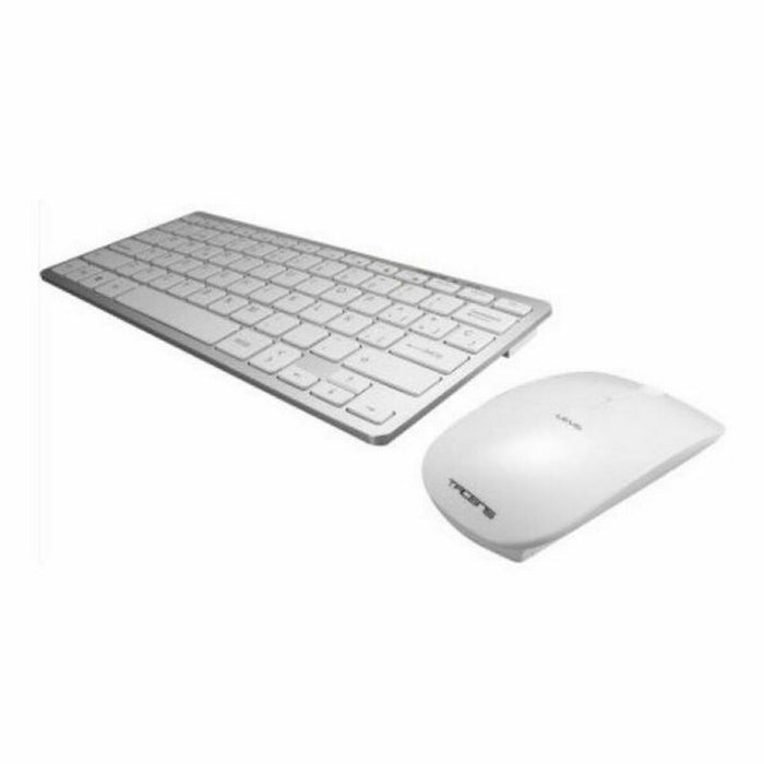 Tastatură și Mouse Fără Fir Tacens Levis Combo V2 Qwerty Spaniolă Alb Gri