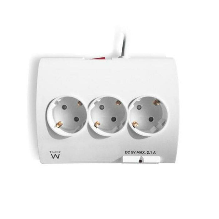 Placă de circuit Prize 5 Puncte de Conectare cu Întrerupător Ewent EW3932 1,5 m 2 x USB 2,1 A 2500W Alb