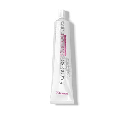 Cremă de vopsit păr, Framesi S.P.A, Framcolor Glamour Nuance 7.4 Medium Copper Blonde, 85g, ambalaj alb cu detaliu roz