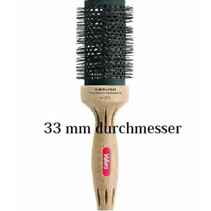 Perie Rotundă Valera X-BRUSH THERMOCERAMIC 33mm cu Mânere din Lemn de Fag