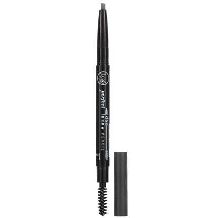 Cremă de contur sprâncene, J.Cat Beauty, Perfect Duo Brow Pencil Charcoal, creion dublu cu periuță
