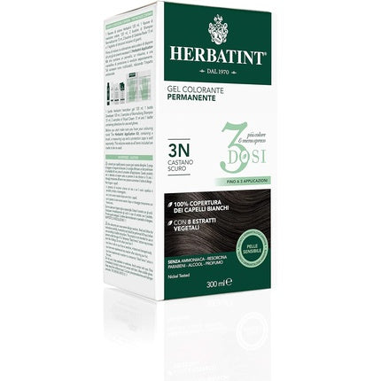 Colorant păr permanent Herbatint 3N Castaniu, 300ml