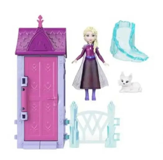 Set de joacă Mattel Disney Frozen, Arendelle Village Surprise, 5 piese, mini păpușă Elsa