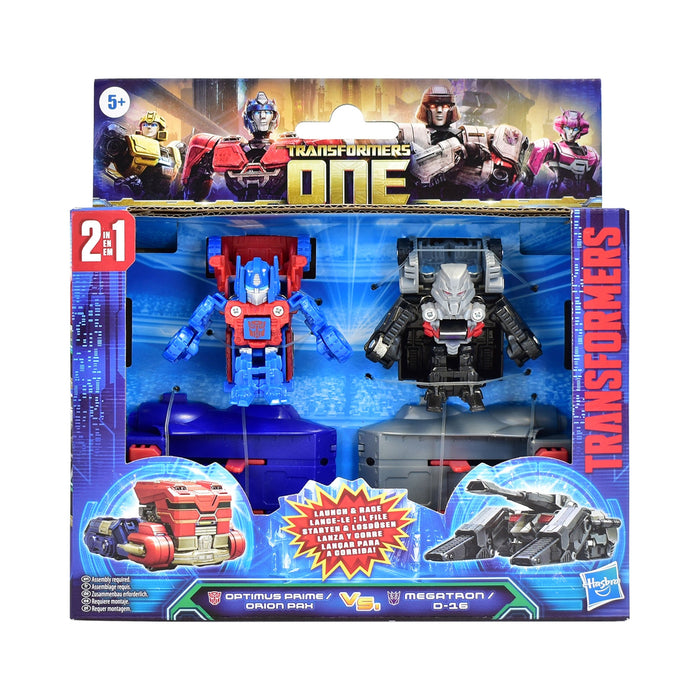 Set de figurine Transformers Hasbro, Transformers One, Optimus Prime/Orion Pax vs. Megatron/D-16, 2 în 1, 5+ ani