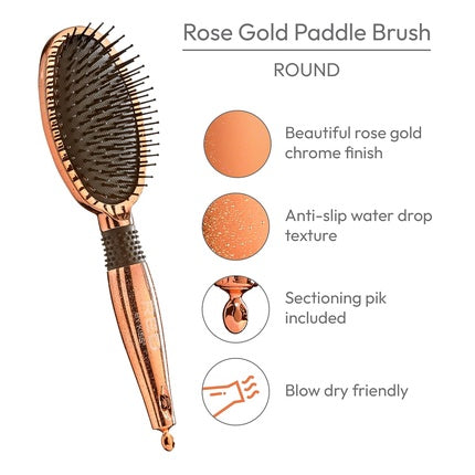 Perie Paddle Red By Kiss, Rose Gold, metalică