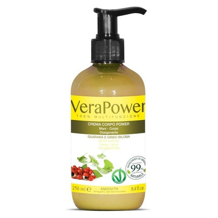 Crema de corp Amovita VeraPower cu Guarana și Ginkgo Biloba, 250 ml