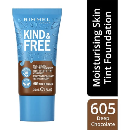 Fond de ten lichid Rimmel London Kind + Free Moisturising Skin Tint, 605 Deep Chocolate, 35ml