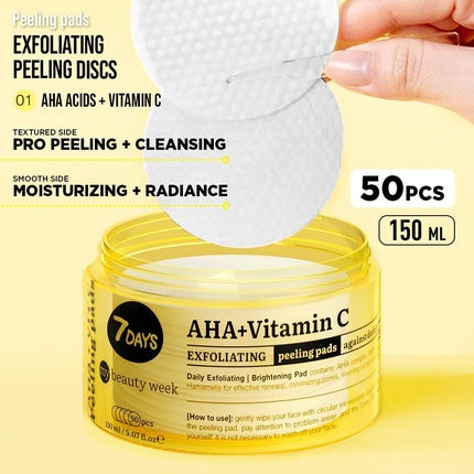 Șervețele Exfoliante 7Days Skincare cu AHA și Vitamina C