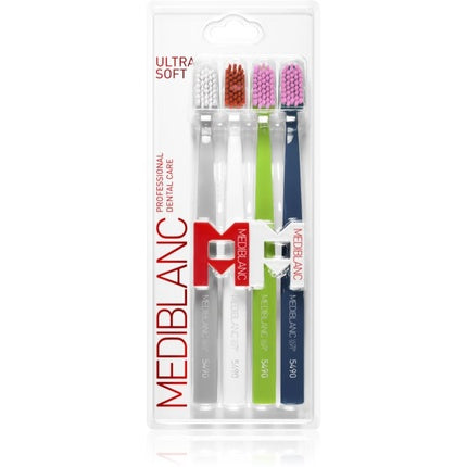 Periuță de dinți Mediblanc Ultra Soft, set 4 buc, design colorat