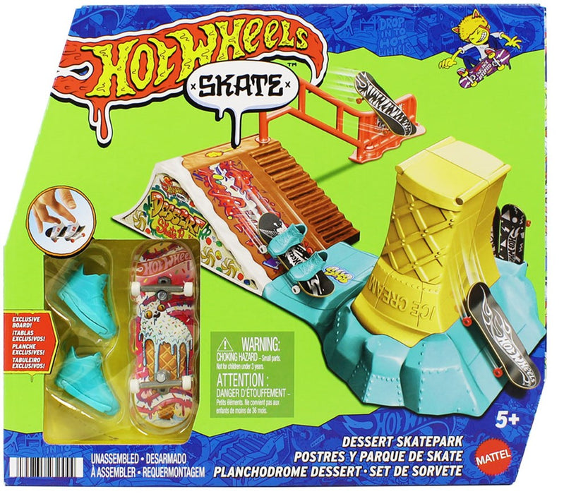 Set de skate finger Mattel Hot Wheels Skate, Dessert Skatepark, 5+ ani
