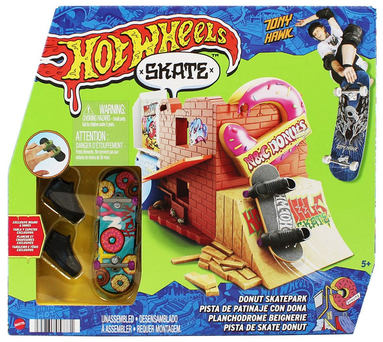 Set de skate pentru degete Mattel Hot Wheels Skate, Donut Skatepark, 5+ ani