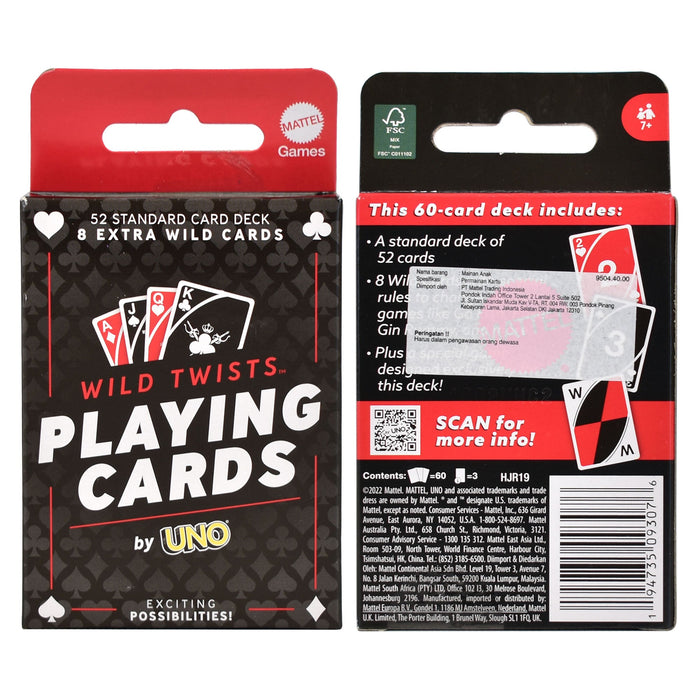 Joc de cărți Mattel UNO Wild Twists, 60 de cărți, 7+ ani