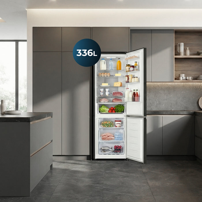 Frigider combină Cecotec Bolero CoolMarket Combi 336 Dark A, 336 l, clasa A, Total No Frost, inox închis