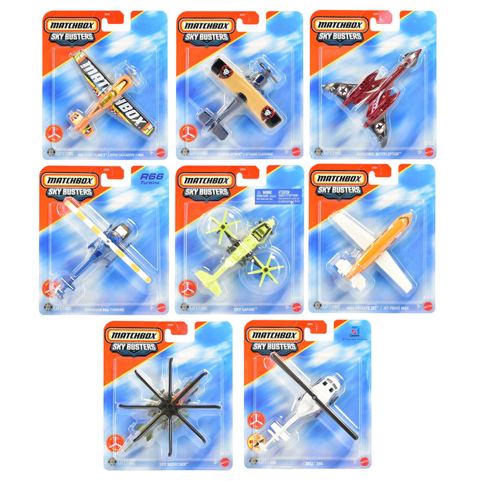 Vehicul aerian de jucărie Mattel Matchbox Sky Busters, diverse modele, scara 1:64, 3+ ani