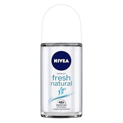 Deodorant Nivea Fresh Natural Roller, Alb cu elemente albastre, 50ml