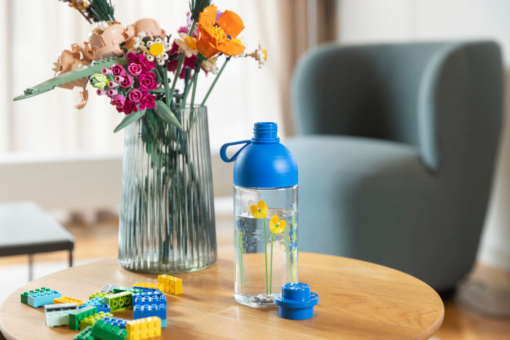 Sticlă LEGO, Flori de câmp, 0,5 l, capac albastru