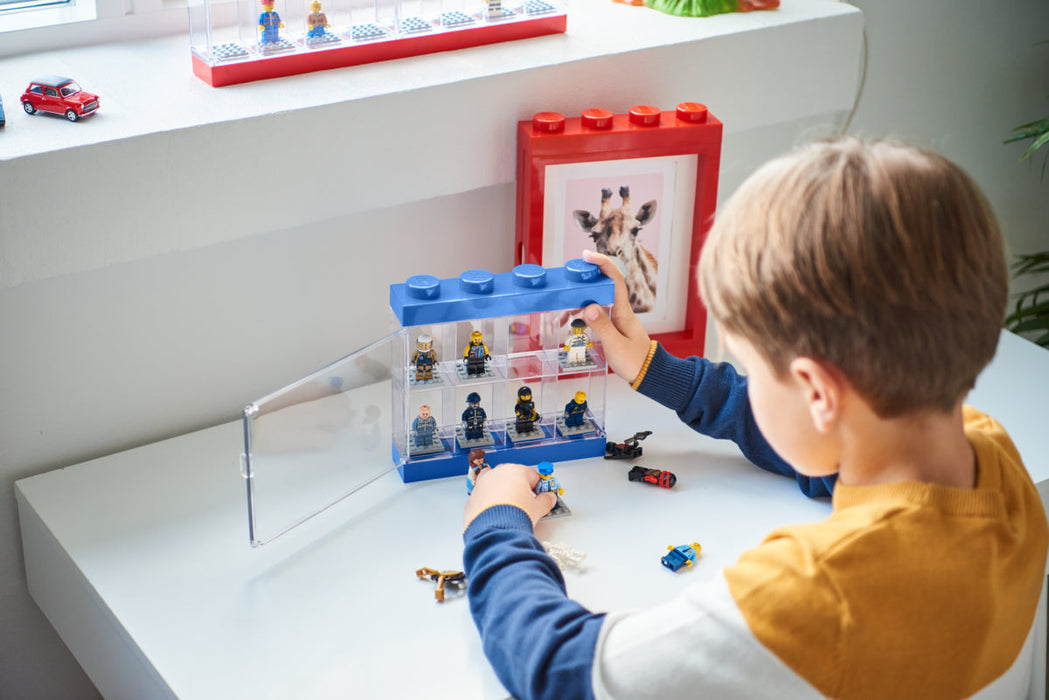 Vitrină de prezentare LEGO, model 4065, pentru 8 minifigurine, albastră, 3+ ani