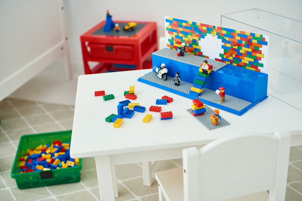 Vitrină LEGO Iconic, albastră, 19,2 × 39,8 × 14,9 cm