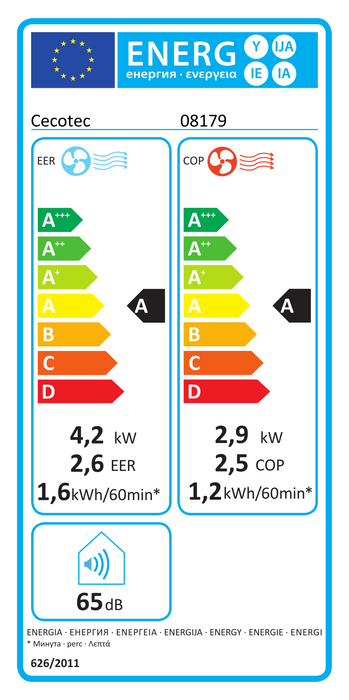 Aer condiționat portabil Cecotec ForceClima 14800 Heating Connected, 14.000 BTU, 1340 W, clasa A, alb