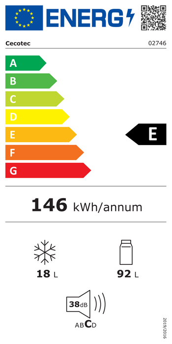 Frigider retro Cecotec Bolero CoolMarket TT Origin 110 Red E, 110 l, clasa E, roșu