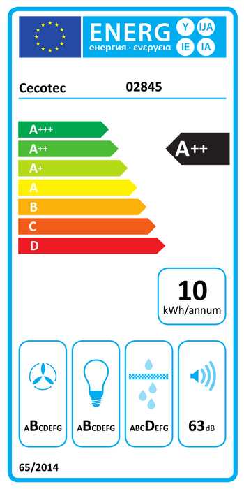 Hotă decorativă tip T Cecotec Bolero Flux TT 605500 Glass White A++, 60 cm, 550 m³/h, 70 W, albă, clasa A++