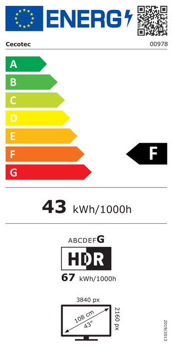 Televizor LED Cecotec A4 series ALU40043, 43", 4K UHD, clasa F, Google TV