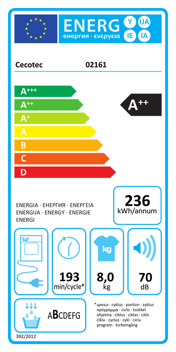 Uscător de rufe cu pompă de căldură Cecotec Bolero DressCode Dry 8400 Steel Max, 8 kg, 15 programe, clasa A++, oțel