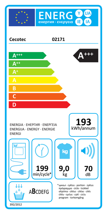 Uscător de rufe cu pompă de căldură Cecotec Bolero DressCode Dry 9400 Steel A+++, 9 kg, clasa A+++, oțel