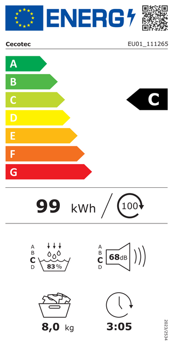 Uscător de rufe cu pompă de căldură Cecotec Bolero DressCode Dry 8400 Inverter Steel, 8 kg, 15 programe, clasa C, oțel
