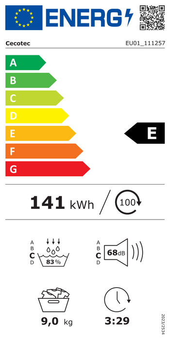 Uscător de rufe cu pompă de căldură Cecotec Bolero DressCode Dry 9330, 9 kg, 15 programe, clasa E, alb