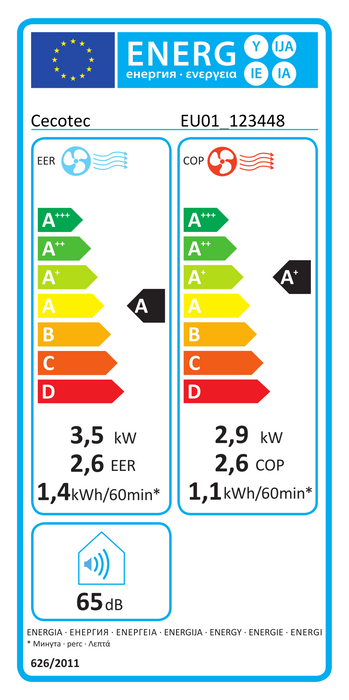 Aer condiționat portabil Cecotec ForceClima 12600 Nux Heating, 12000 BTU, clasa A, 37 × 42,5 × 74,5 cm