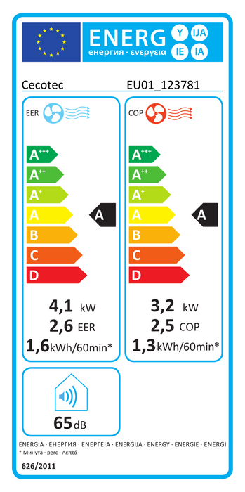 Aparat de aer condiționat portabil cu pompă de căldură Cecotec ForceClima 14800 Nux Heating, 14.000 BTU, clasa A, 37 × 42,5 × 74,5 cm