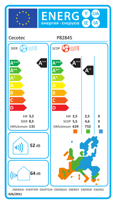 Aparat de aer condiționat split Cecotec AirClima 12000 Wind Connected A+++, 12.000 BTU, clasa A+++, Wi-Fi