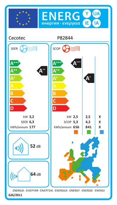Aer condiționat split Cecotec AirClima 12000 Wind Connected, 12000 BTU, 25 m², clasa A++, Wi-Fi