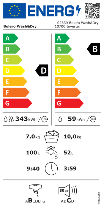 Mașină de spălat rufe cu uscător Cecotec Bolero Wash&Dry 10700 Inverter, 10 kg/7 kg, 1500 rpm, clasa D, albă