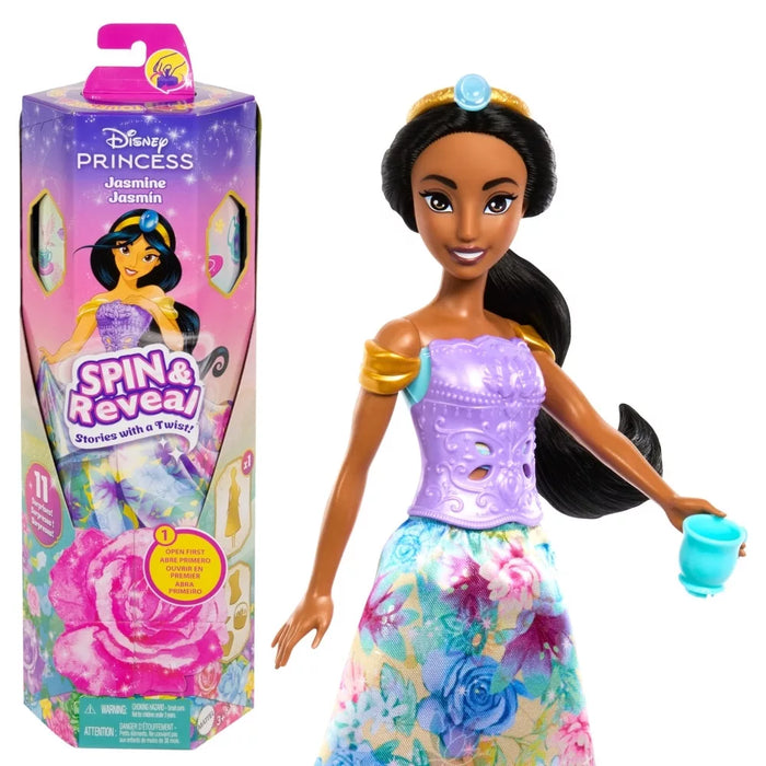 Păpușă Mattel Disney Princess, Jasmine Spin & Reveal, 11 surprize, 3+ ani