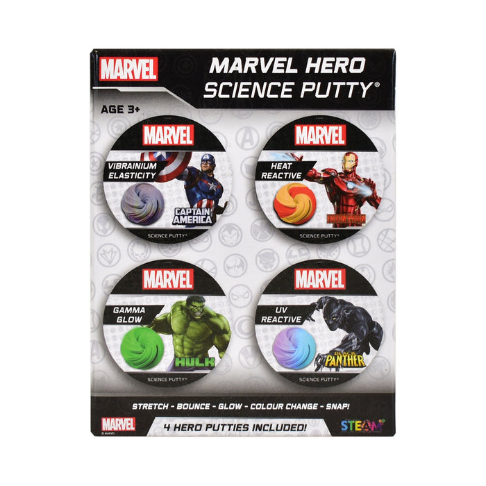Plastilină inteligentă Wow Stuff Marvel Hero Science Putty, set de 4 cutii, 3+ ani