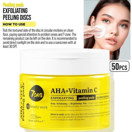 Șervețele Exfoliante 7Days Skincare cu AHA și Vitamina C