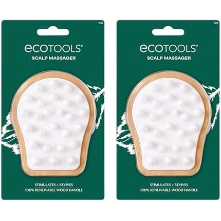 Masaj scalp EcoTools cu perii din silicon și mâner din lemn