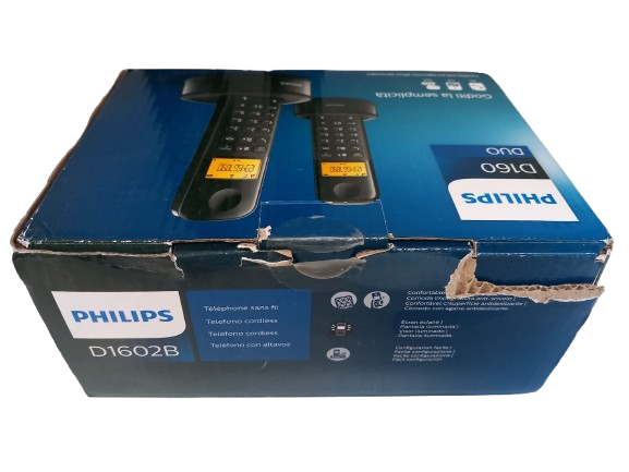 Resigilat: Telefon fără Fir Philips D1602B/01 1,6" 300 mAh GAP (2 pcs) Negru