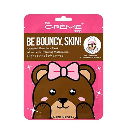 Masca hidratantă de față The Crème Shop Miss Bear cu pepene verde