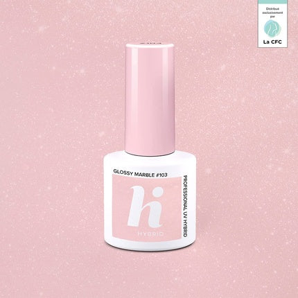 Lac gel Hi Hybrid Glossy Marble 103, roz pal