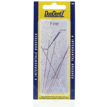 Periuțe interdentare Duodent Fine 0.8 mm, set 6 buc, roz