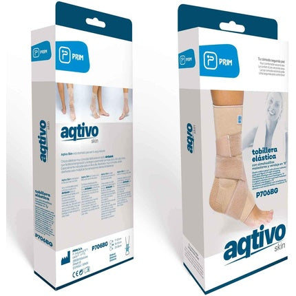 Branț elastic pentru gleznă, Prim, 8 Ts, culoare bej, pad de silicon